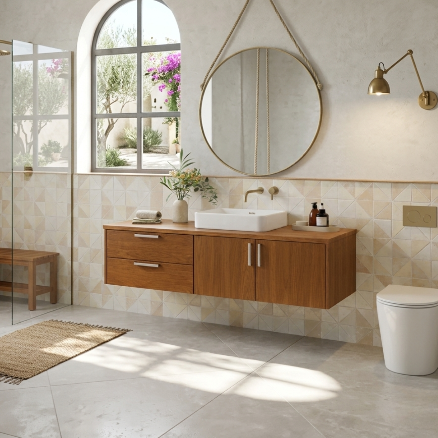 Floating Solid Wood Bathroom Vanity with Drawers and Cabinet Doors for Modern Home Interiors Kitchnce