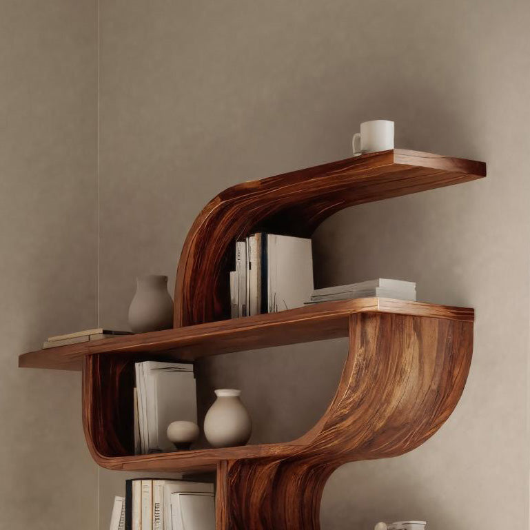 Statement Wall Shelf With Flowing Curves For Modern Home Kitchnce