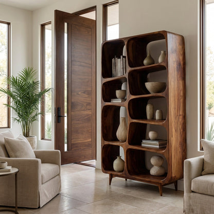 Contemporary Solid Wood Bookshelf For Coastal Interior Kitchnce