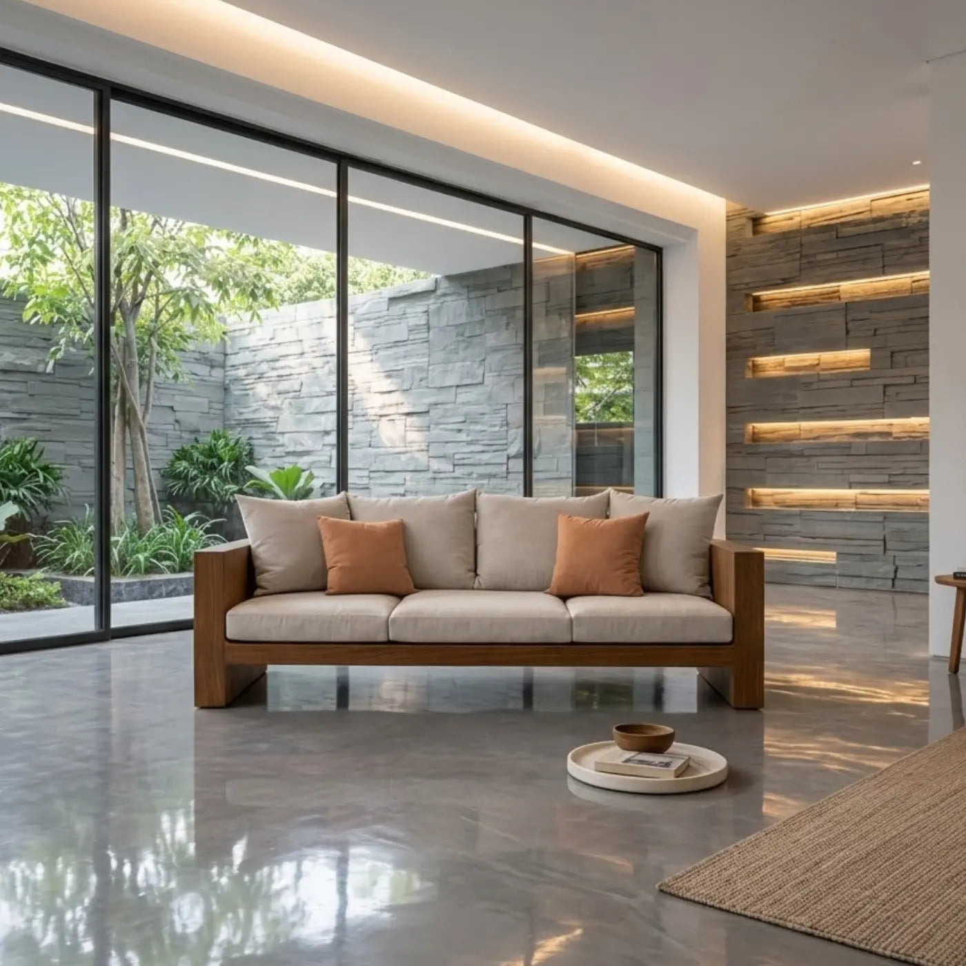 Minimalist Solid Wood Sofa Frame Modern Wooden Couch Base for Living Room Kitchnce