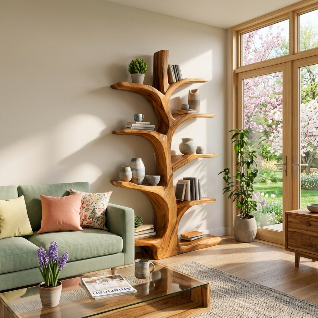 Minimal Natural Wood Bookshelf For Home Kitchnce