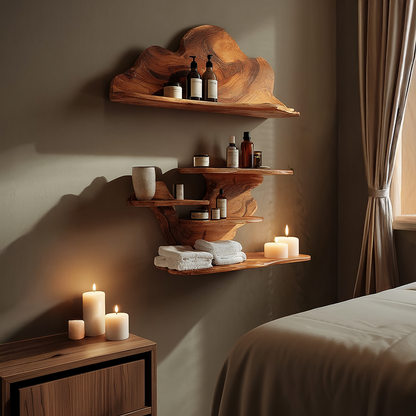 Compact Floating Shelf with Minimal Organic Edge Design