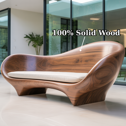 Handcrafted Solid Walnut Sofa – Modern Sculptural Wood Couch with Smooth Organic Curves Kitchnce
