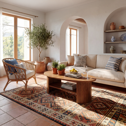 Oval Coffee Table with Fluted Base and Open Shelf Design
