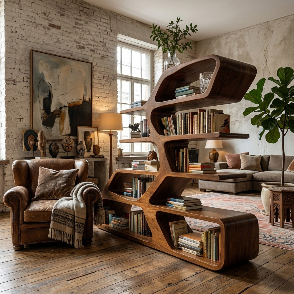 Modern Sculptural Bookshelf For Living Room Decor Kitchnce