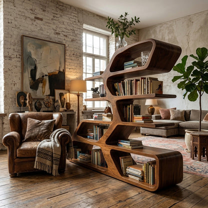 Modern Sculptural Bookshelf For Living Room Decor Kitchnce