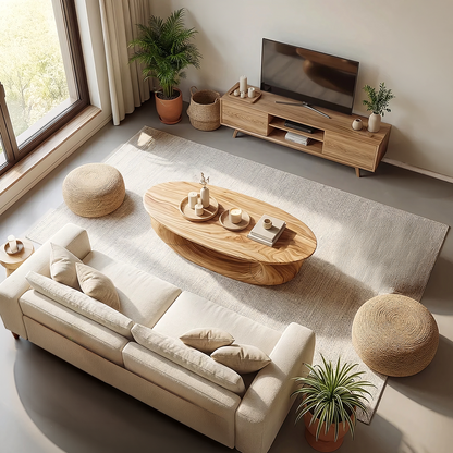 Flowing Sculptural Coffee Table with Continuous Curve Base