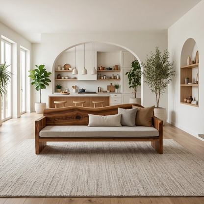 Solid Wood Sofa – Rustic Organic Modern Wooden Bench Sofa