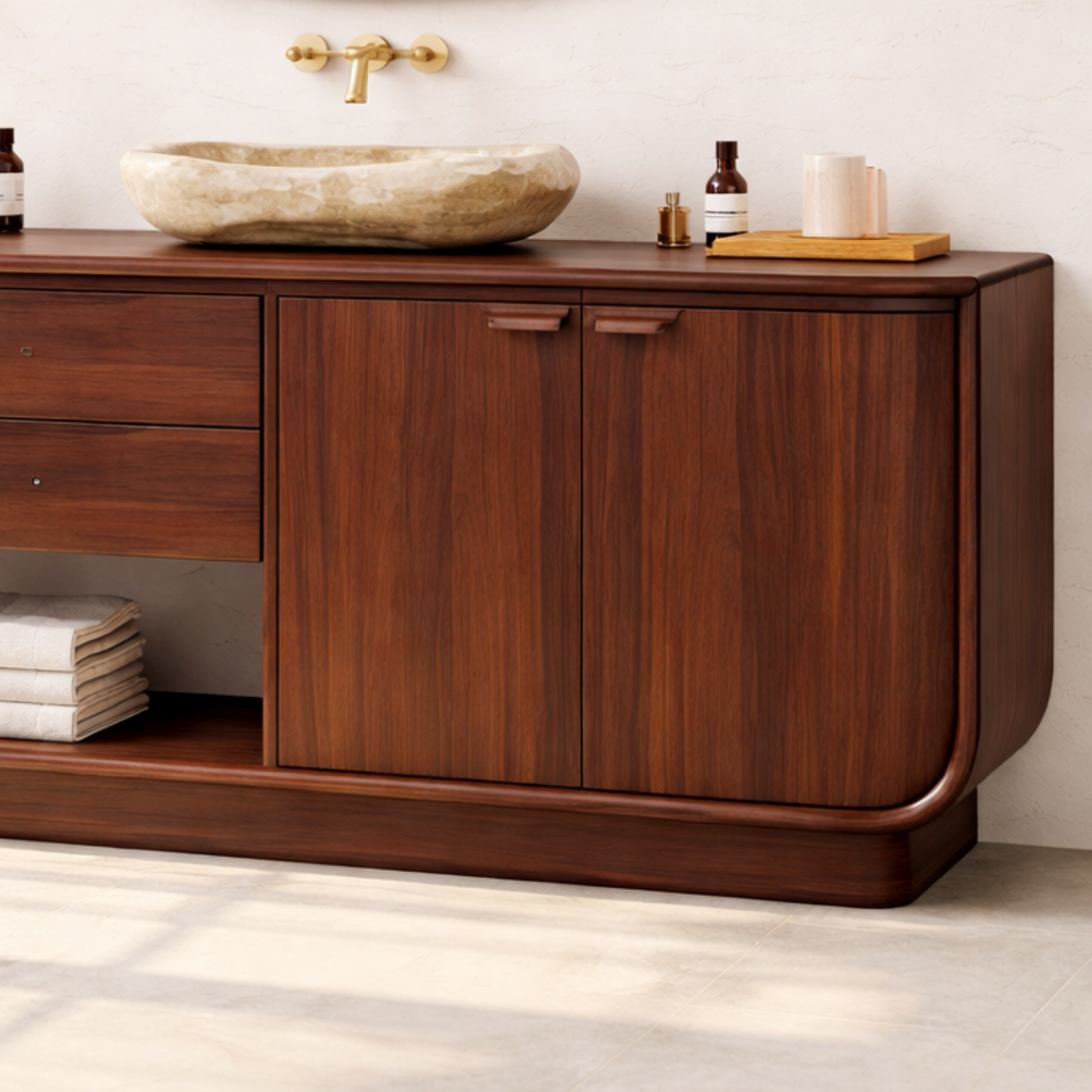 Solid Wood Bathroom Vanity – Freestanding Vanity Cabinet with Drawers and Storage
