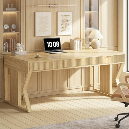 Modern Executive Writing Desk, Large Office Table, Home Study Work Desk with Clean Lines