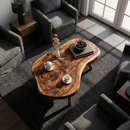 Organic Freeform Coffee Table with Sculpted Tapered Legs