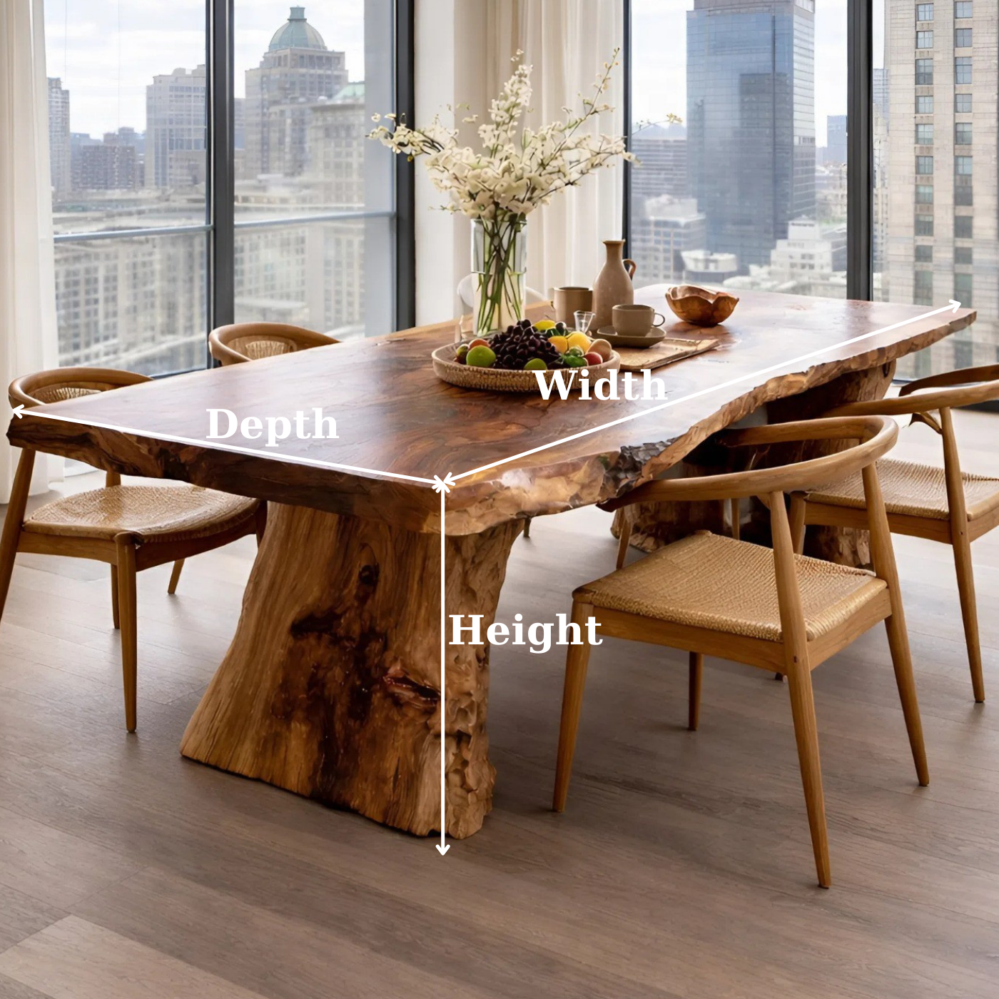 Handcrafted Solid Wood Live Edge Dining Table for Modern Interiors