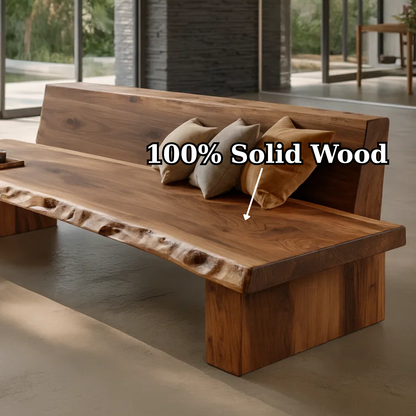 Handcrafted Solid Wood Sofa – Sculptural Organic Form with Smooth Curves and Elegant Cushion Detailing Kitchnce
