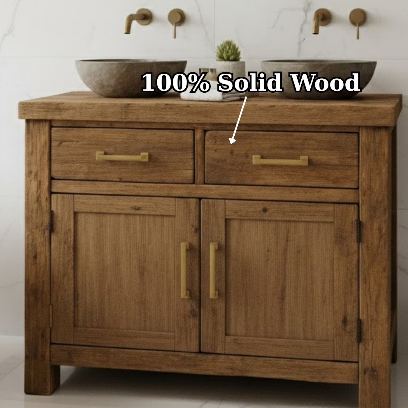 Handcrafted Solid Wood Bathroom Vanity - Rustic Double Sink Console Kitchnce