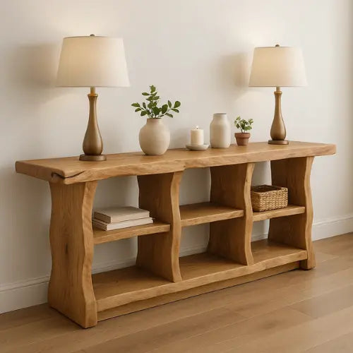 Handcrafted Solid Wood Sculptural Console Table – Organic Modern Design Kitchnce