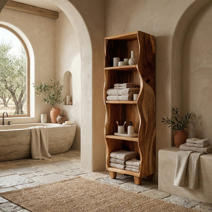 Modern Wooden Bathroom Cabinet With Flowing Edges