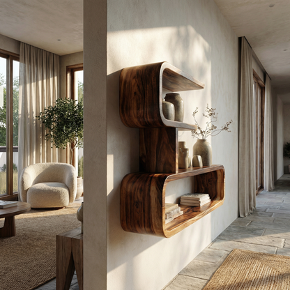 Minimal Wall Mounted Shelf with Clean Floating Wood Design
