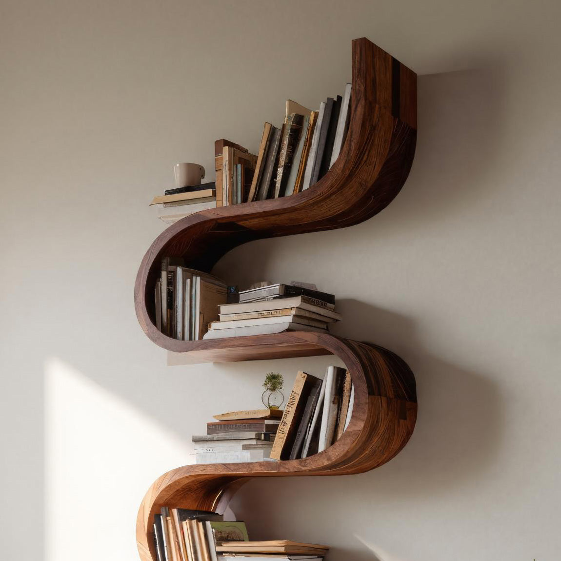 Contemporary Vertical Wall Bookshelf For Living Decor Kitchnce
