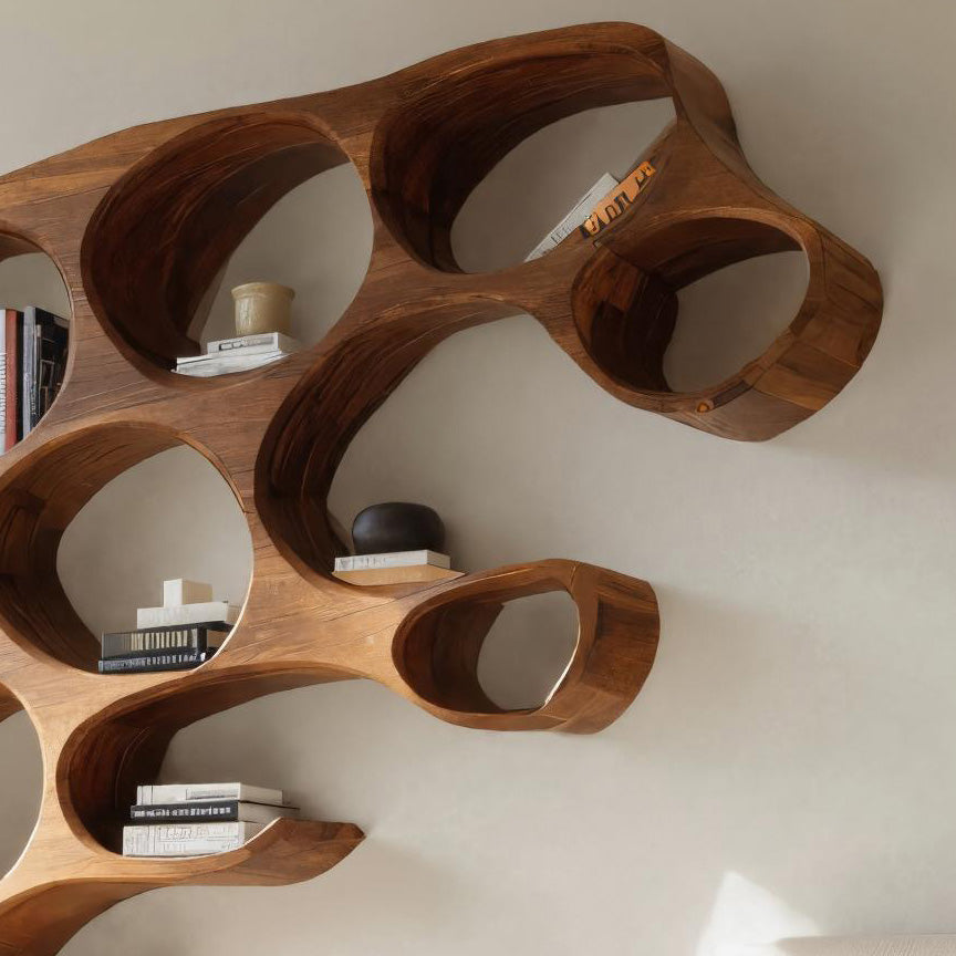 Contemporary Wall Shelf With Rounded Compartments For Bedroom Decor Kitchnce