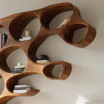 Contemporary Wall Shelf With Rounded Compartments For Bedroom Decor Kitchnce