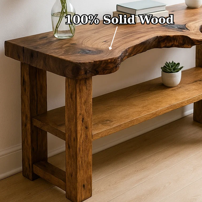 Handcrafted Solid Wood Console Table – Sculptural Organic Live-Edge Design Kitchnce