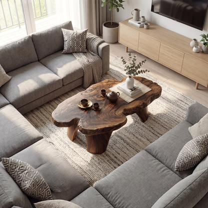 Live Edge Organic Coffee Table with Sculptural Natural Form