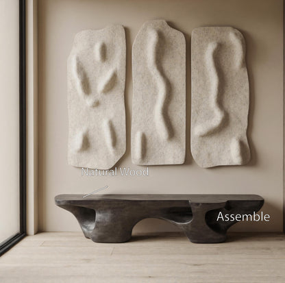 Contemporary Sculptural Bench With Carved Design For Living Room Kitchnce