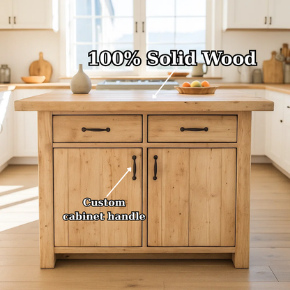 Handcrafted Solid Wood Kitchen Island with Dual Drawers and Spacious Cabinet Storage Kitchnce
