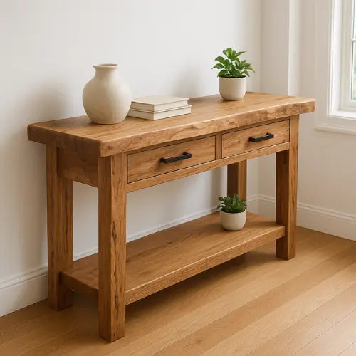 Handcrafted Solid Wood Console Table – Modern Organic Simplicity Kitchnce