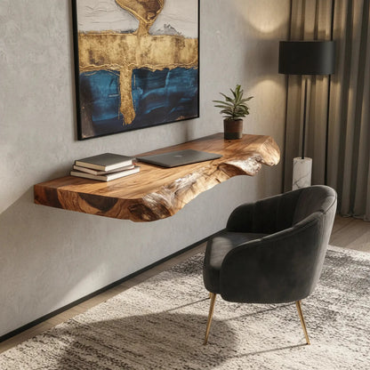 Natural Live Edge Wood Floating Shelf for Modern Wall Decor Kitchnce
