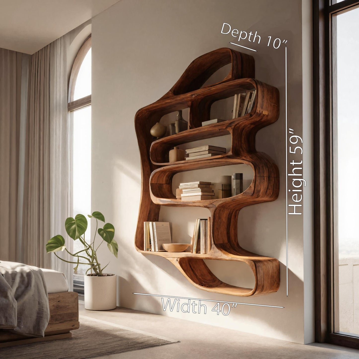 Sculptural Floating Bookshelf For Living Room Or Bedroom Kitchnce