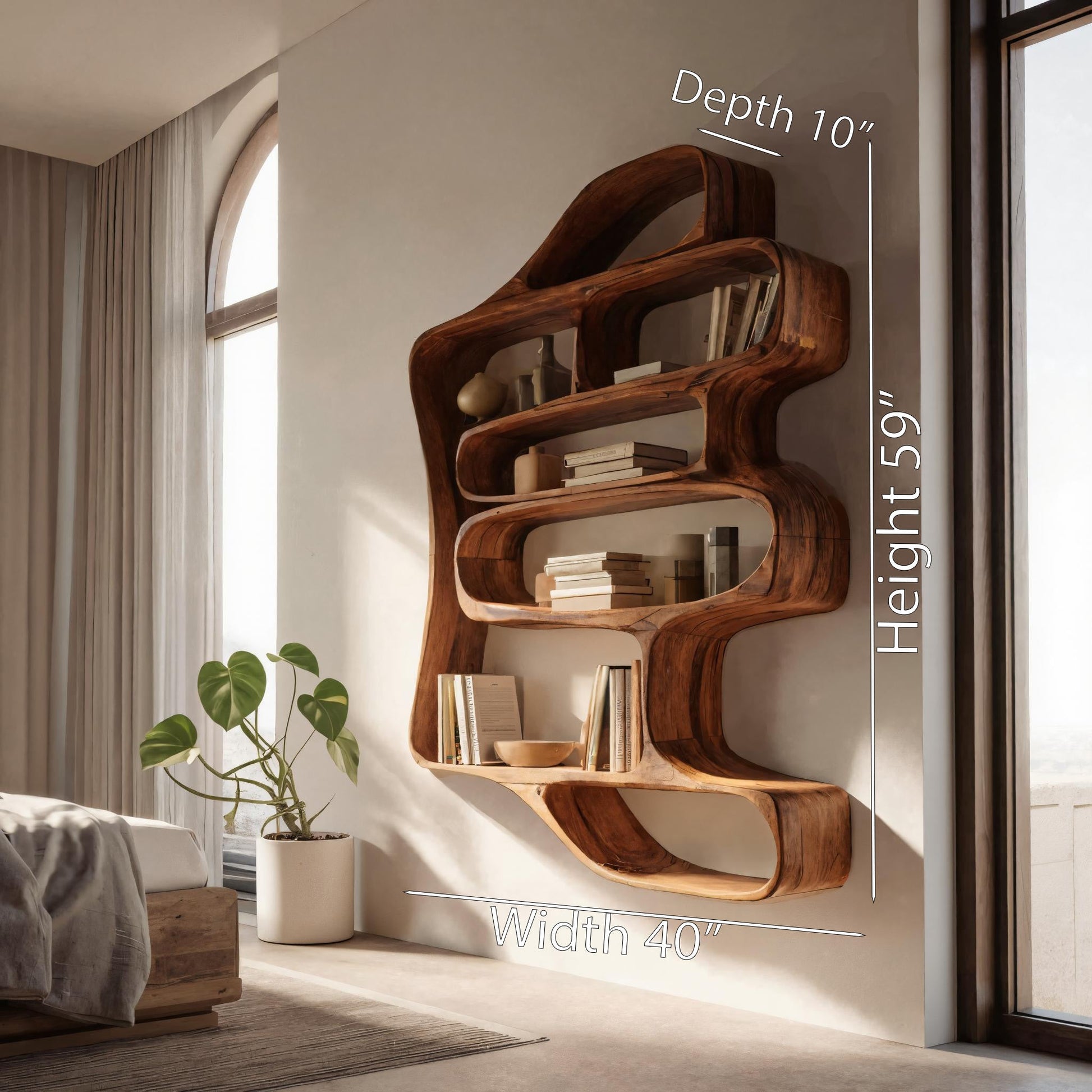 Sculptural Floating Bookshelf For Living Room Or Bedroom Kitchnce