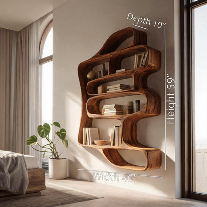 Sculptural Floating Bookshelf For Living Room Or Bedroom Kitchnce