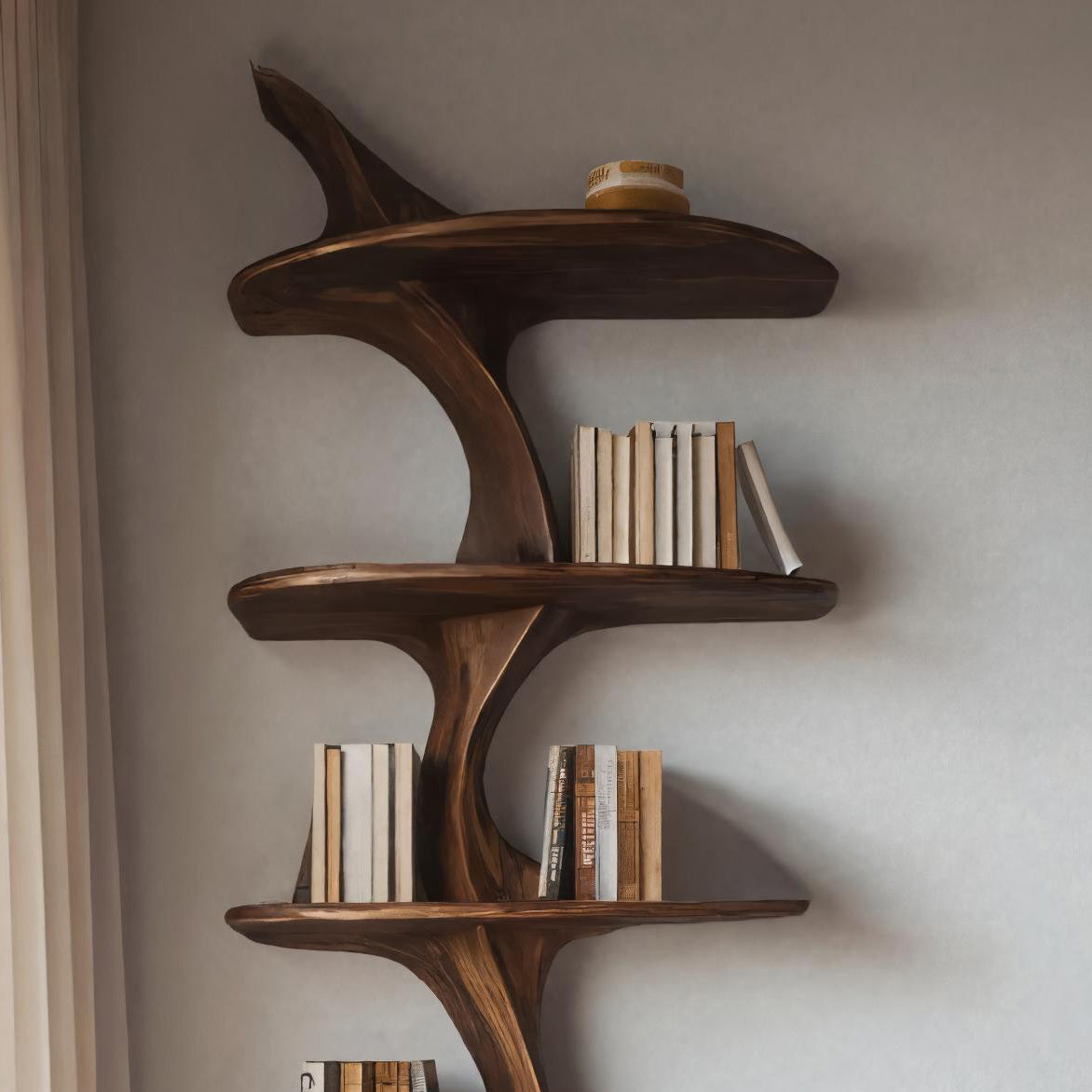 Artistic Curved Wall Bookshelf For Living Room Decor Kitchnce