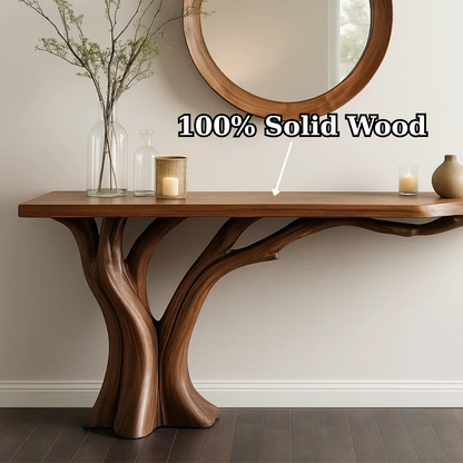 Handcrafted Solid Wood Entryway Console Table with Organic Branch Design Kitchnce