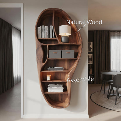 Organic Wall Bookshelf With Sculptural Design For Living Room Or Office Kitchnce
