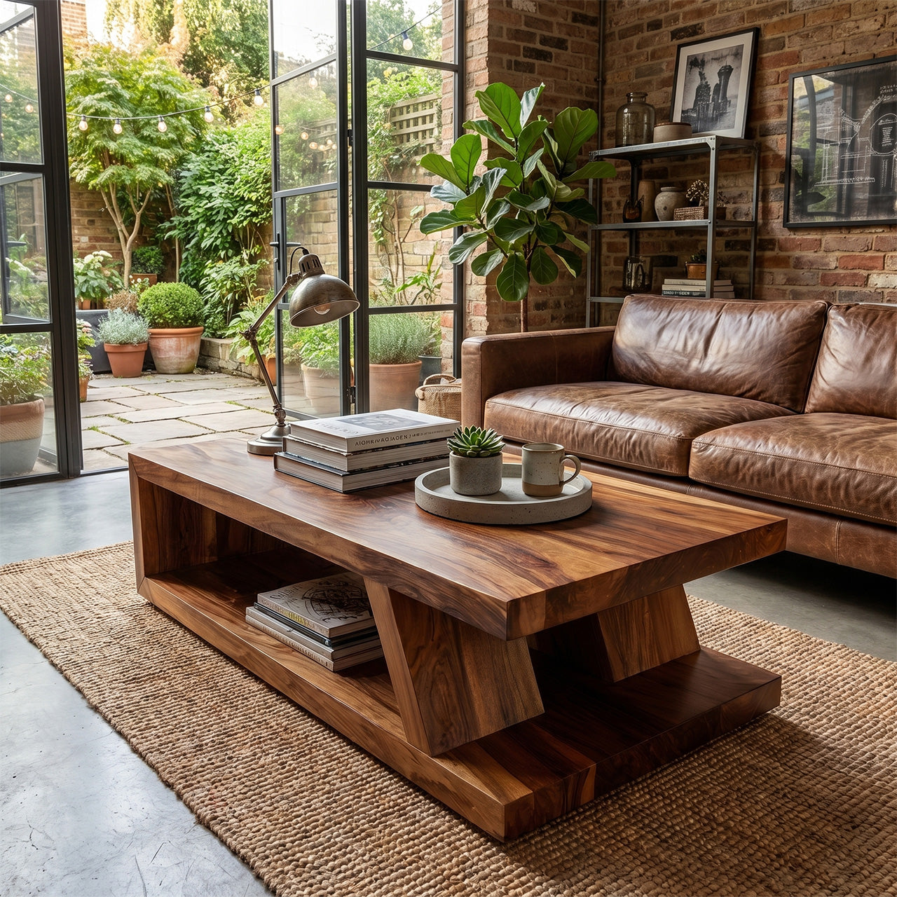 Modern Solid Wood Coffee Table With Open Shelf