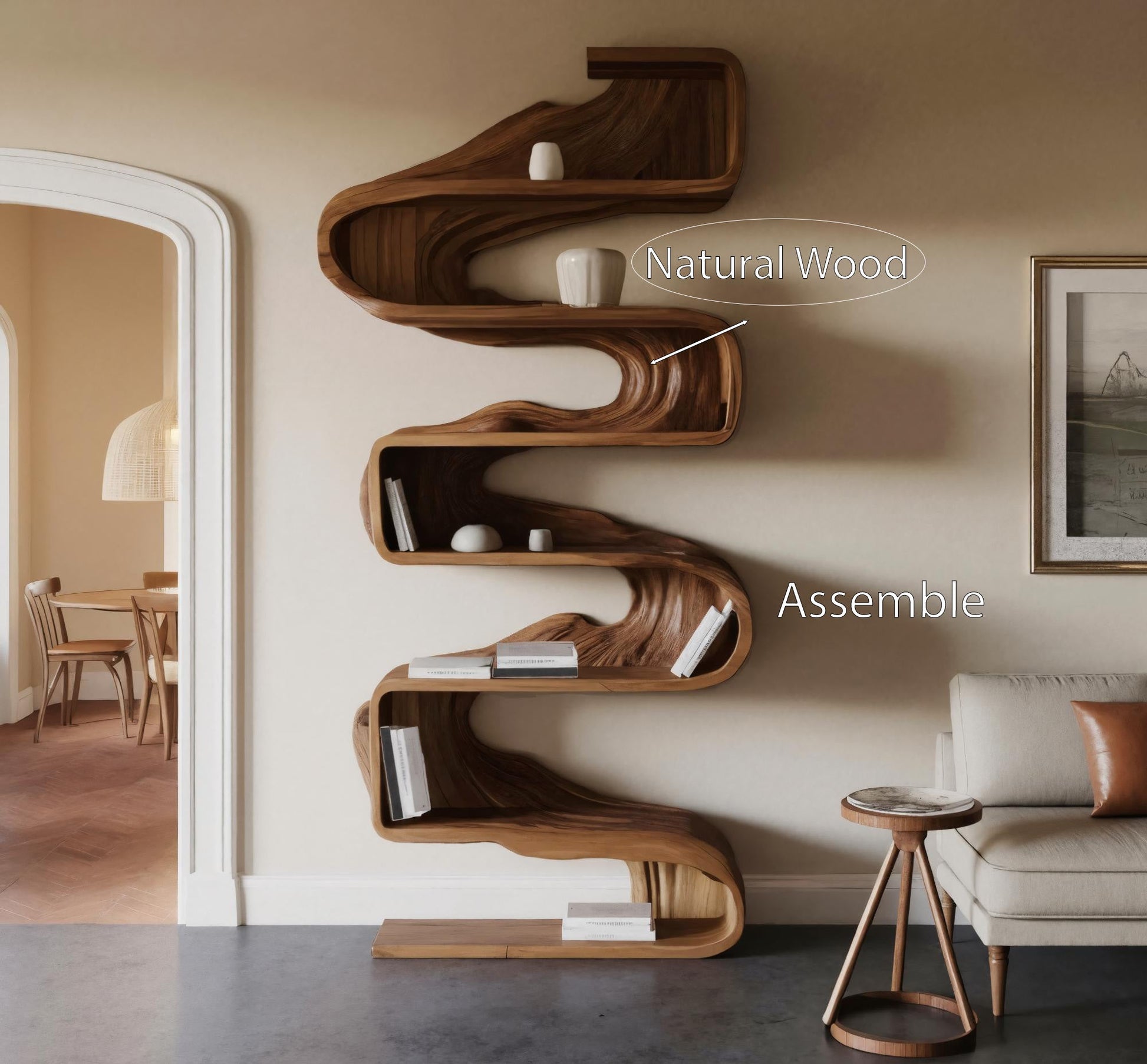 Artistic Sculptural Bookshelf For Living Room Kitchnce