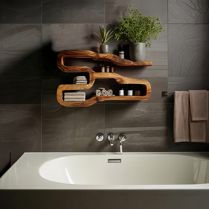 Sculptural Wall Mounted Shelf with Flowing Organic Form