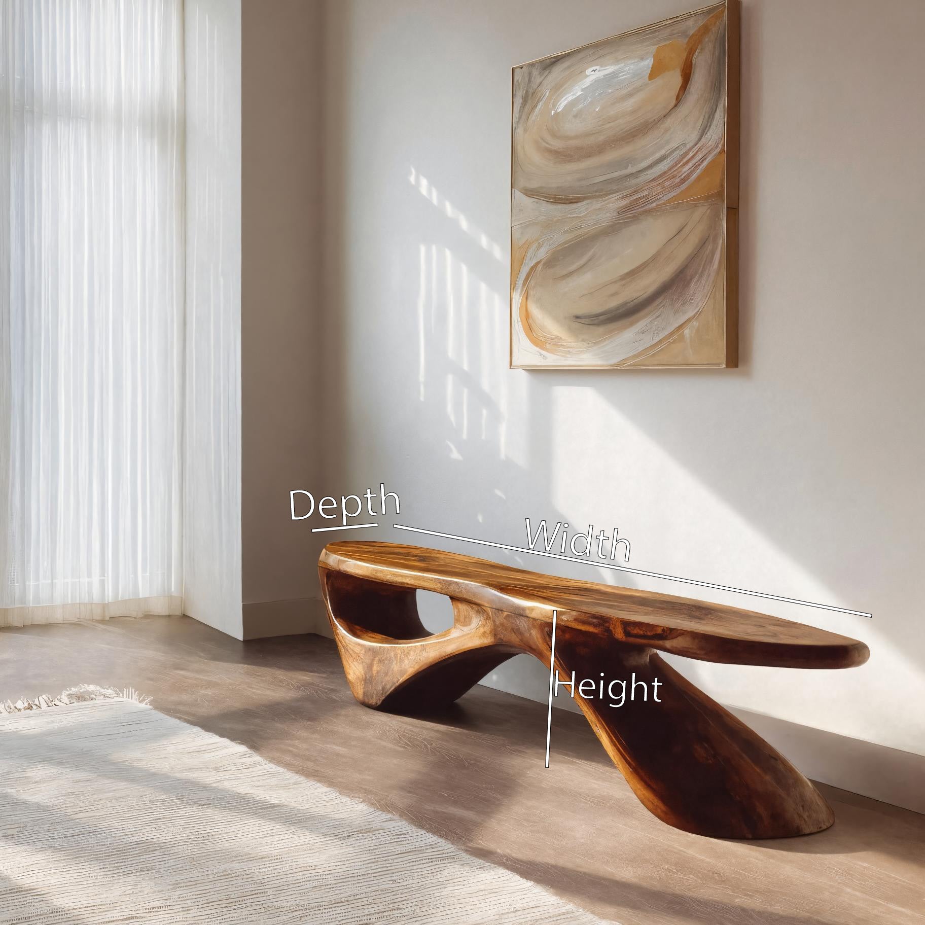Sculptural Organic Bench For Entryway Or Living Room Kitchnce