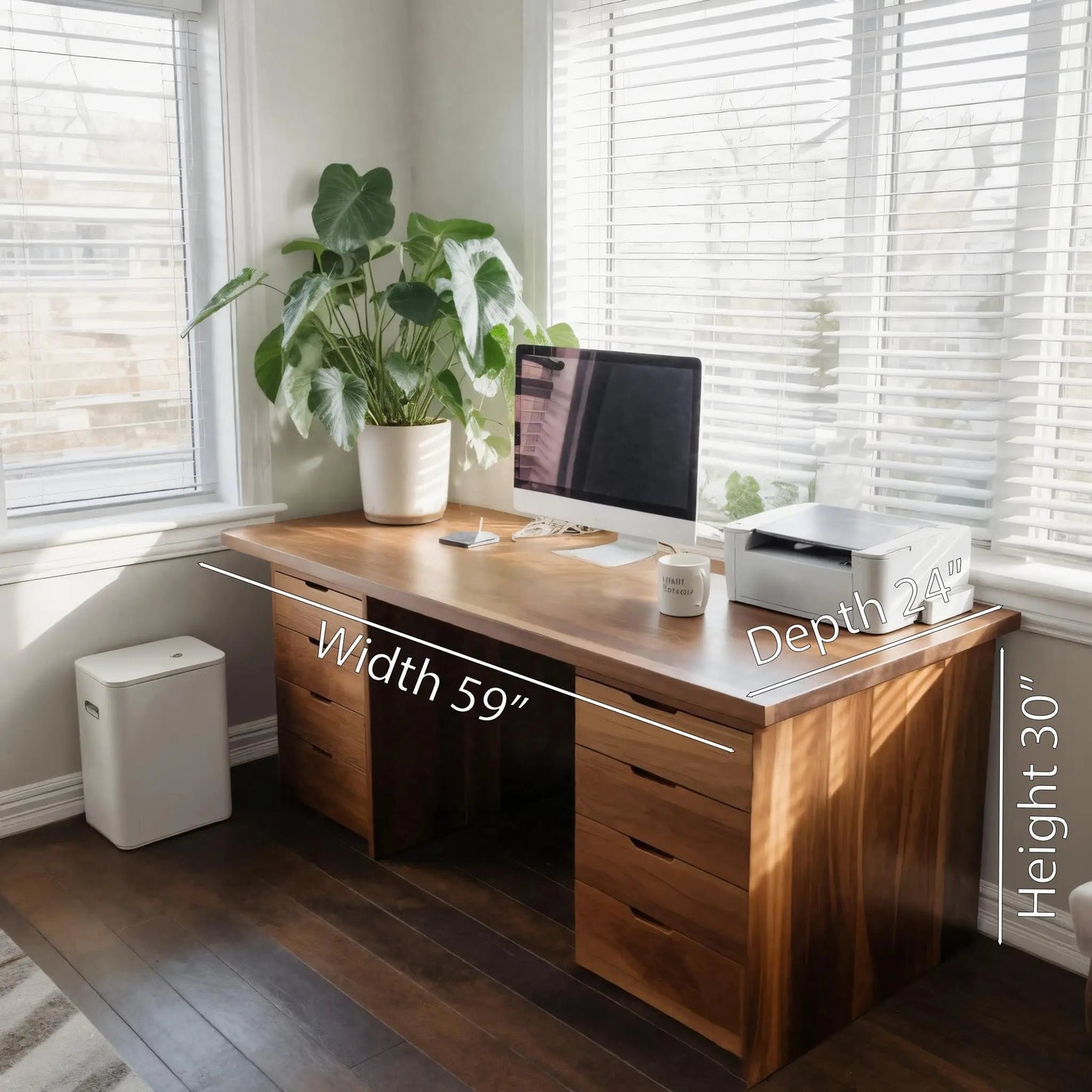 Modern Desk With Multiple Drawers For Home Office Kitchnce