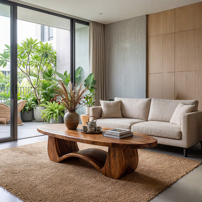 Organic Sculptural Coffee Table With Curved Base