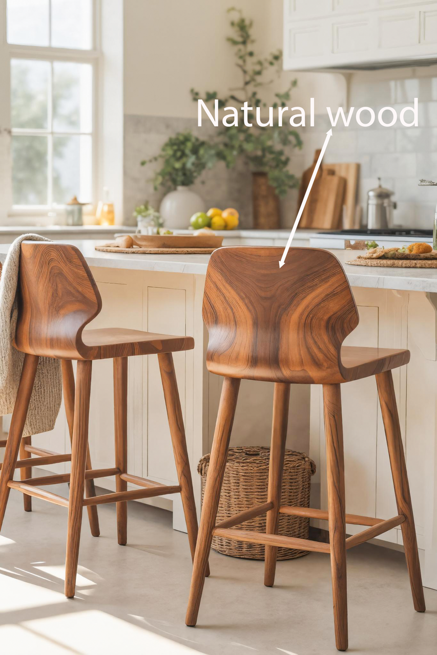 Contemporary Curved Bar Stools With Smooth Backrest For Dining Kitchnce