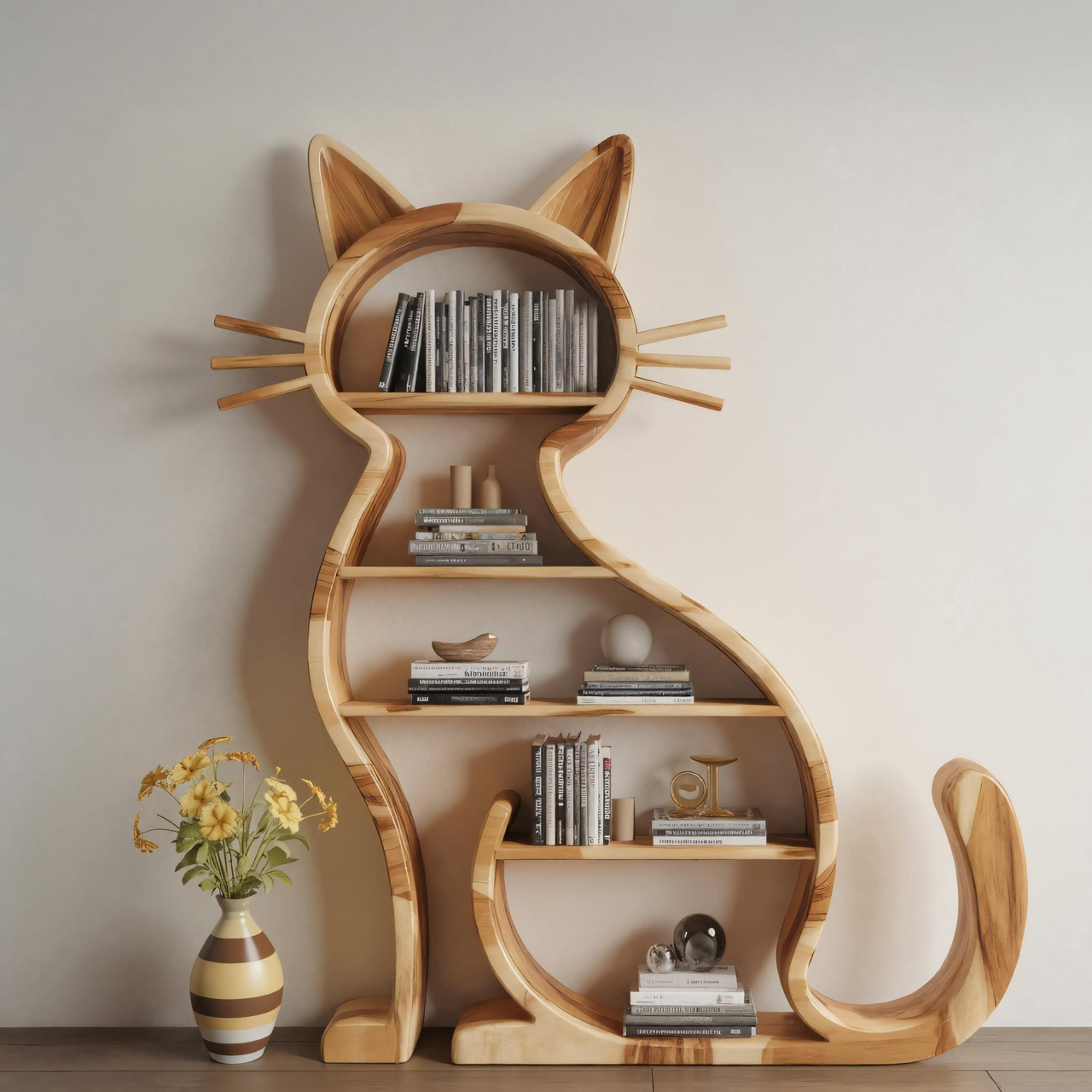 Modern Cat Bookshelf With Playful Design For Living Room Or Playroom Kitchnce