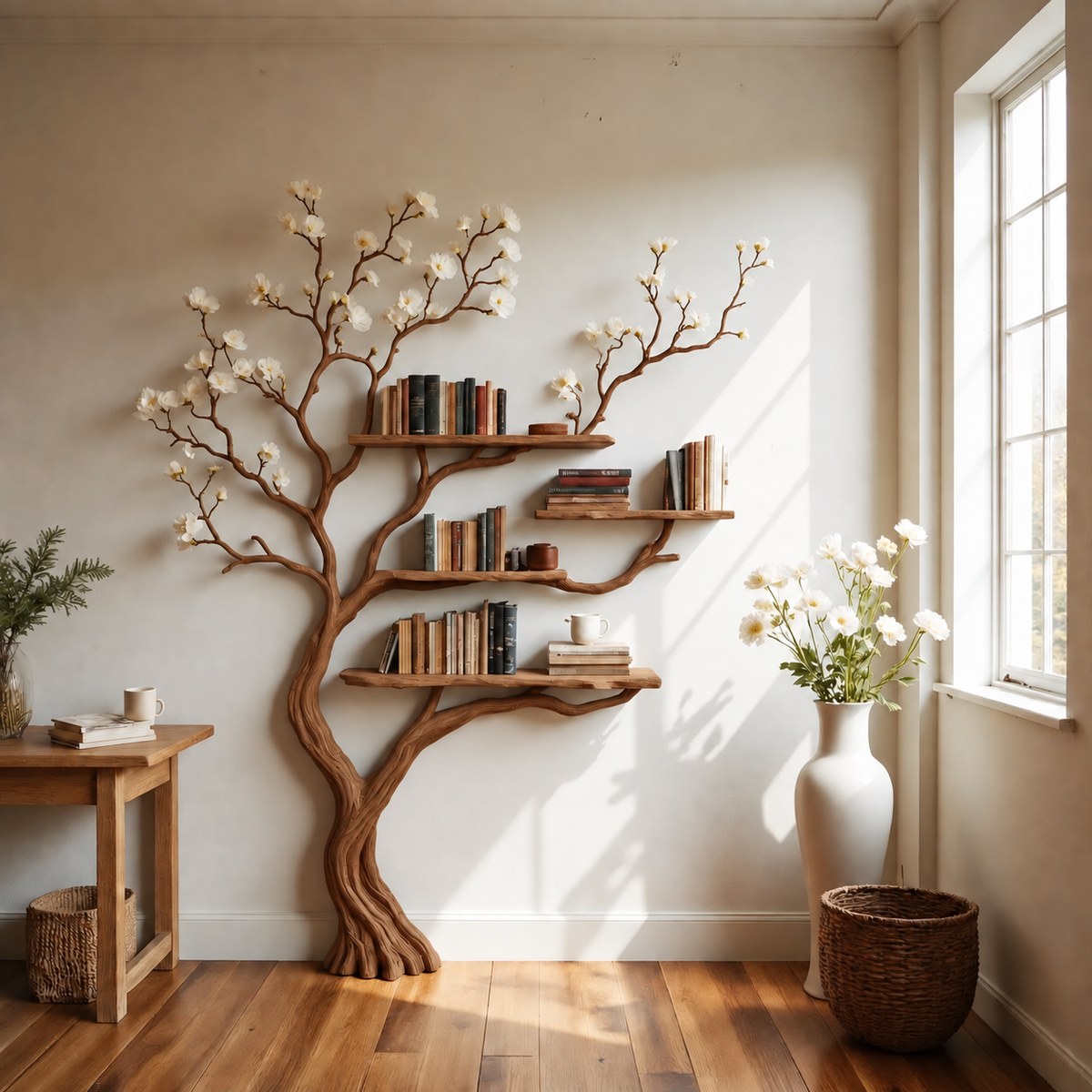Floravale Handcrafted Solid Wood Tree Bookshelf