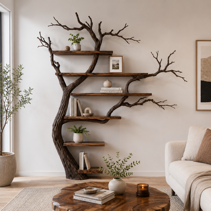 Large Tree Bookshelf, Handmade Branch Shelf for Living Room
