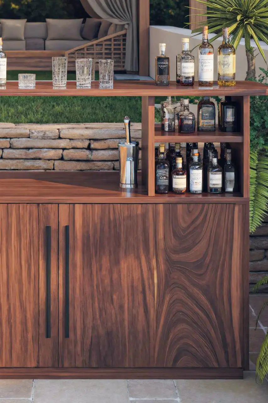 Modern Outdoor Bar Table With Cabinet For Patio Or Poolside Kitchnce