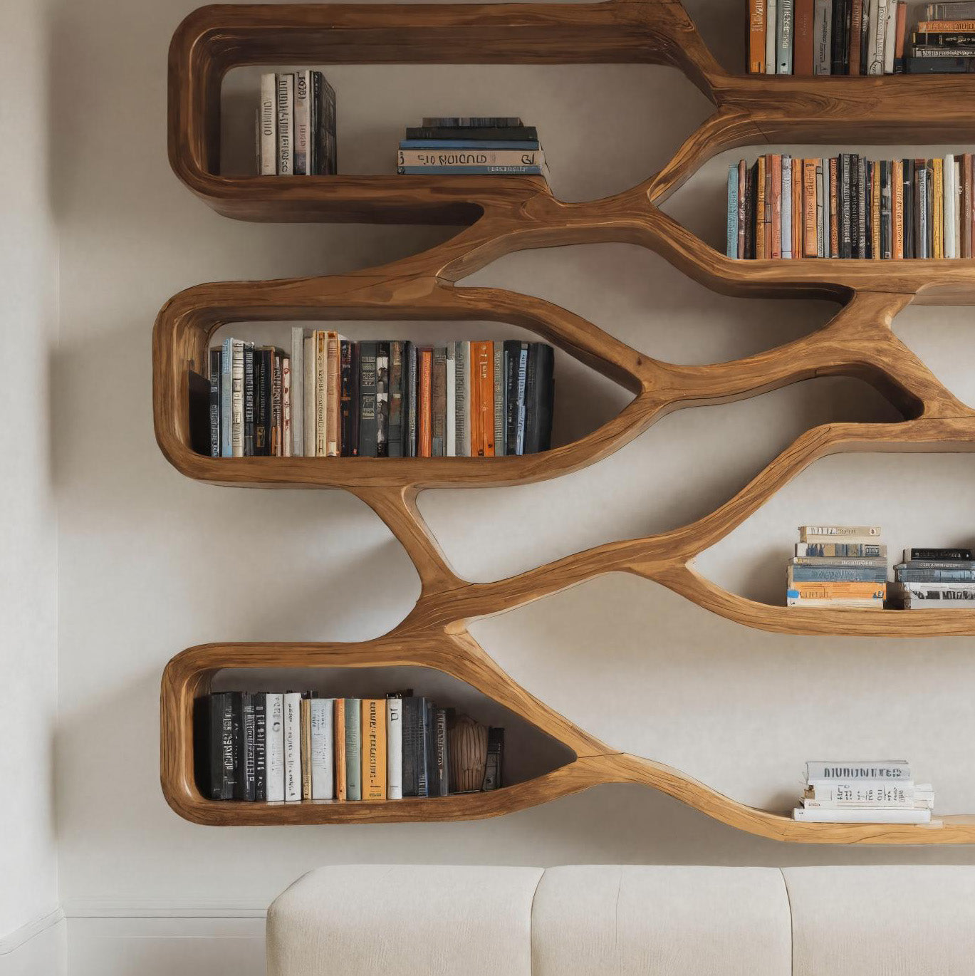 Modern Sculpted Bookcase For Living Room Kitchnce