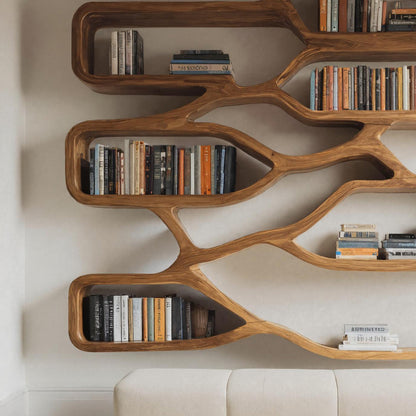 Modern Sculpted Bookcase For Living Room Kitchnce