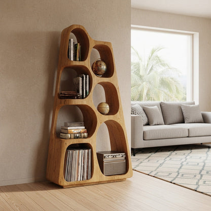 Organic Wooden Bookshelf For Japandi Furniture Decor Kitchnce